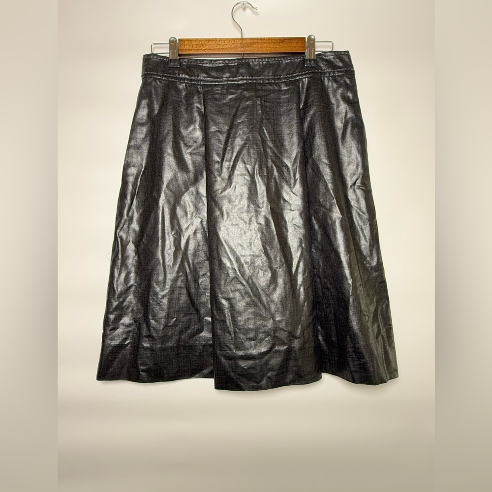Tory Burch Black Coated Skirt A Line Leather Look Minimalist Chic-Size 8 - Picture 3 of 9
